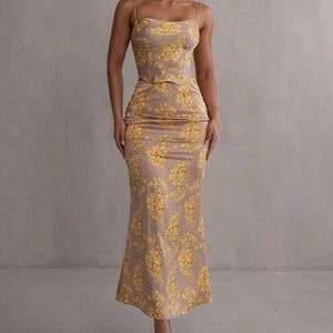 Yellow Floral Dorada Print Skirt Set